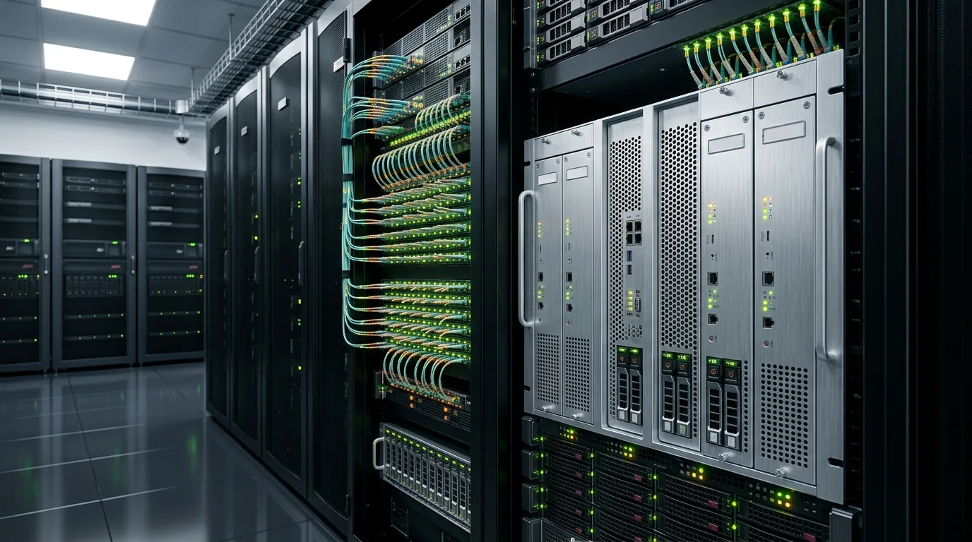 High security data center server modules and fiber optic communication cables